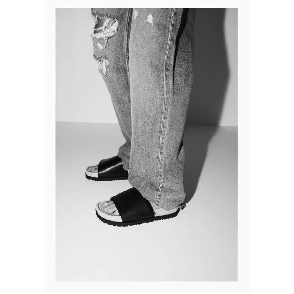 Zara Casual Jute Quilted Sandals Black - Picture 2 of 5